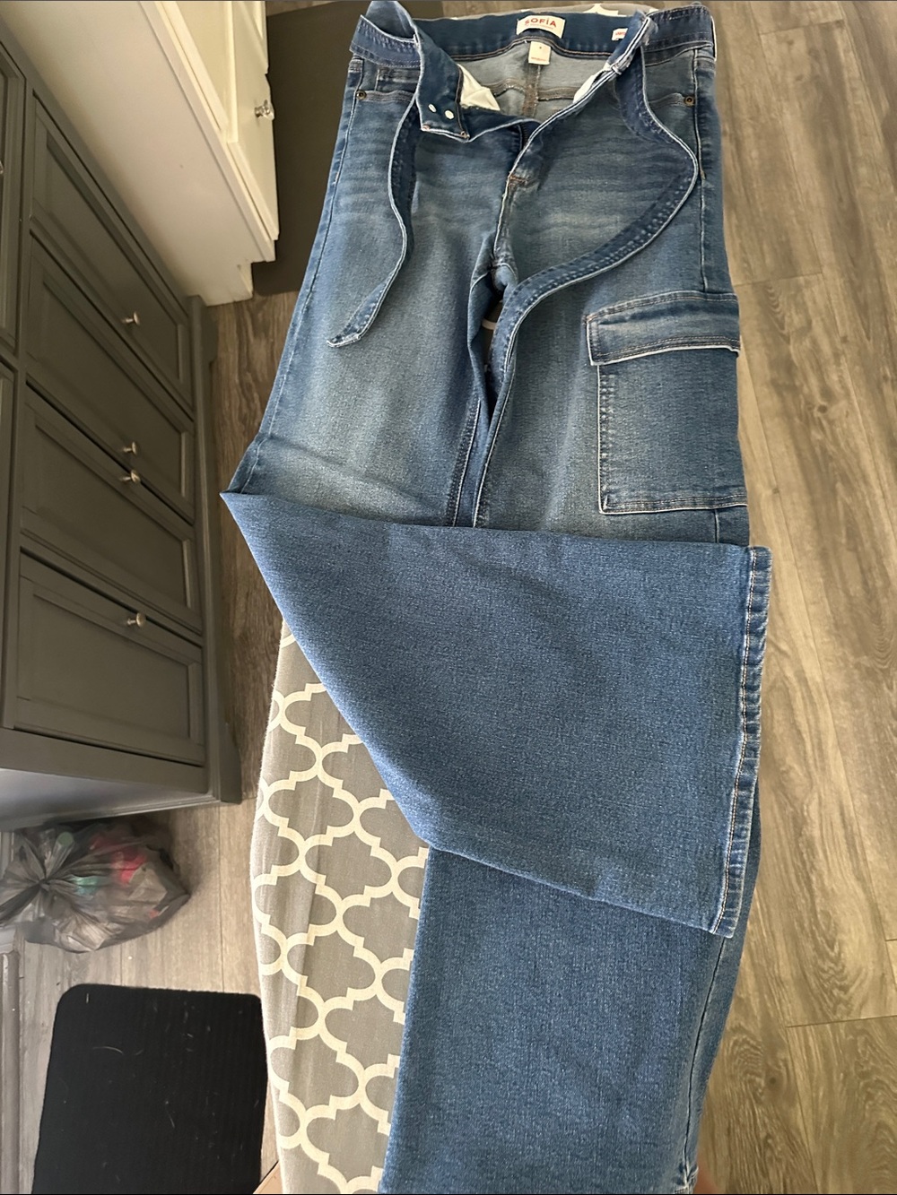 Women’s Blue Cargo Denim Jeans - Casual Workwear